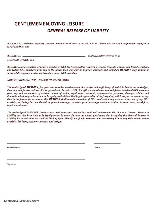GEL Blank Waiver Form